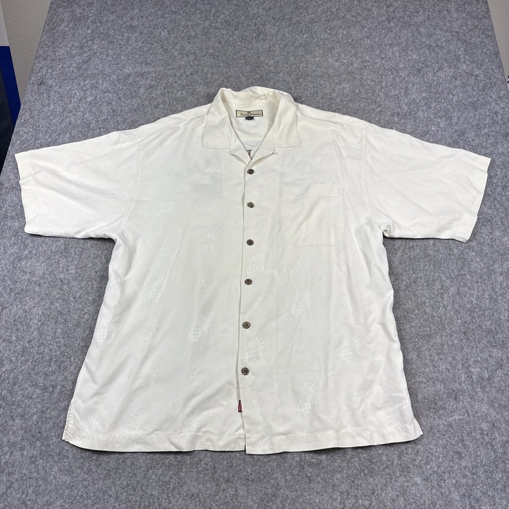 Tommy Bahama Silk Camp Shirt Mens XL Cream PHD Pop Had Dough *READ - Picture 3 of 13